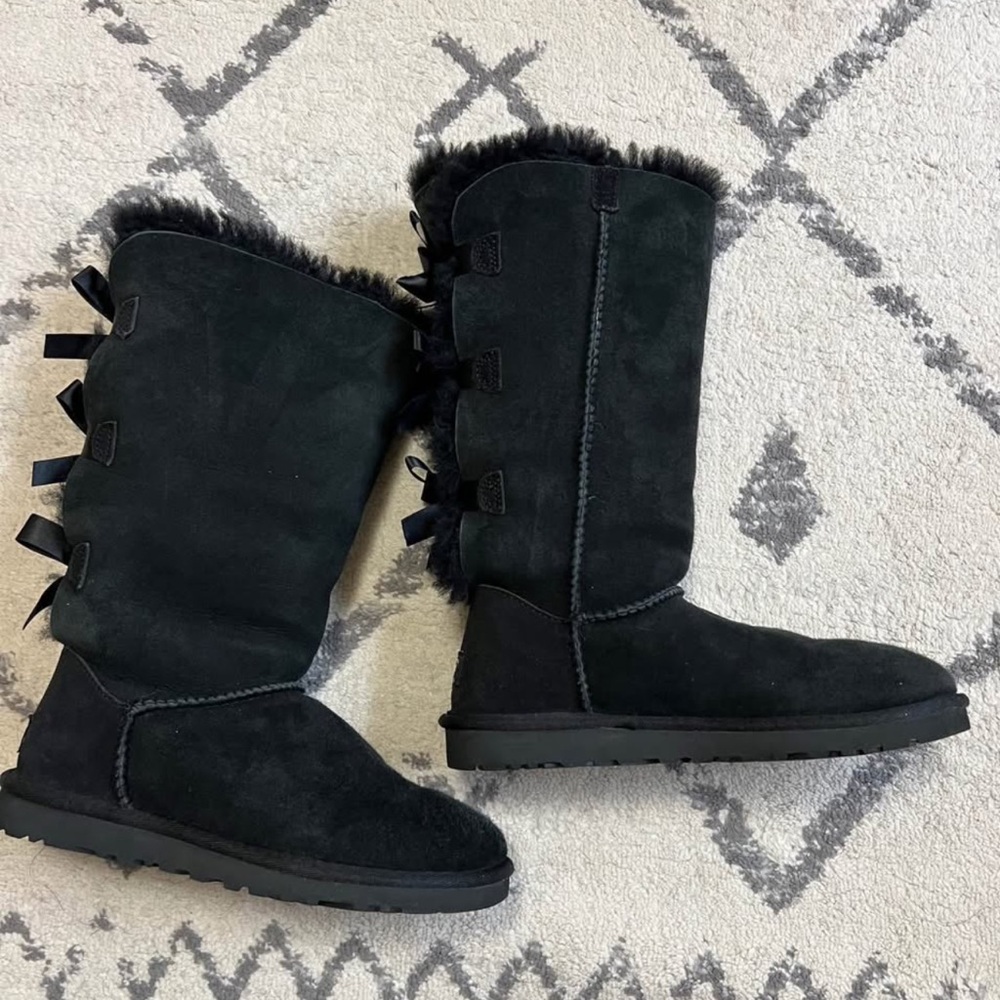 UGG Black Bailey Bow Tall II Boots - Picture 3 of 7